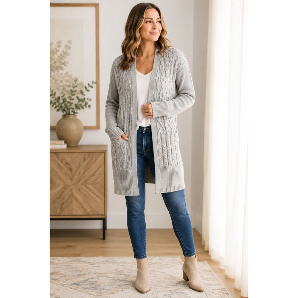 Chico's Cashmere Wool Blend Knit Cardigan Women's XL Cozy Winter Sweater Cute